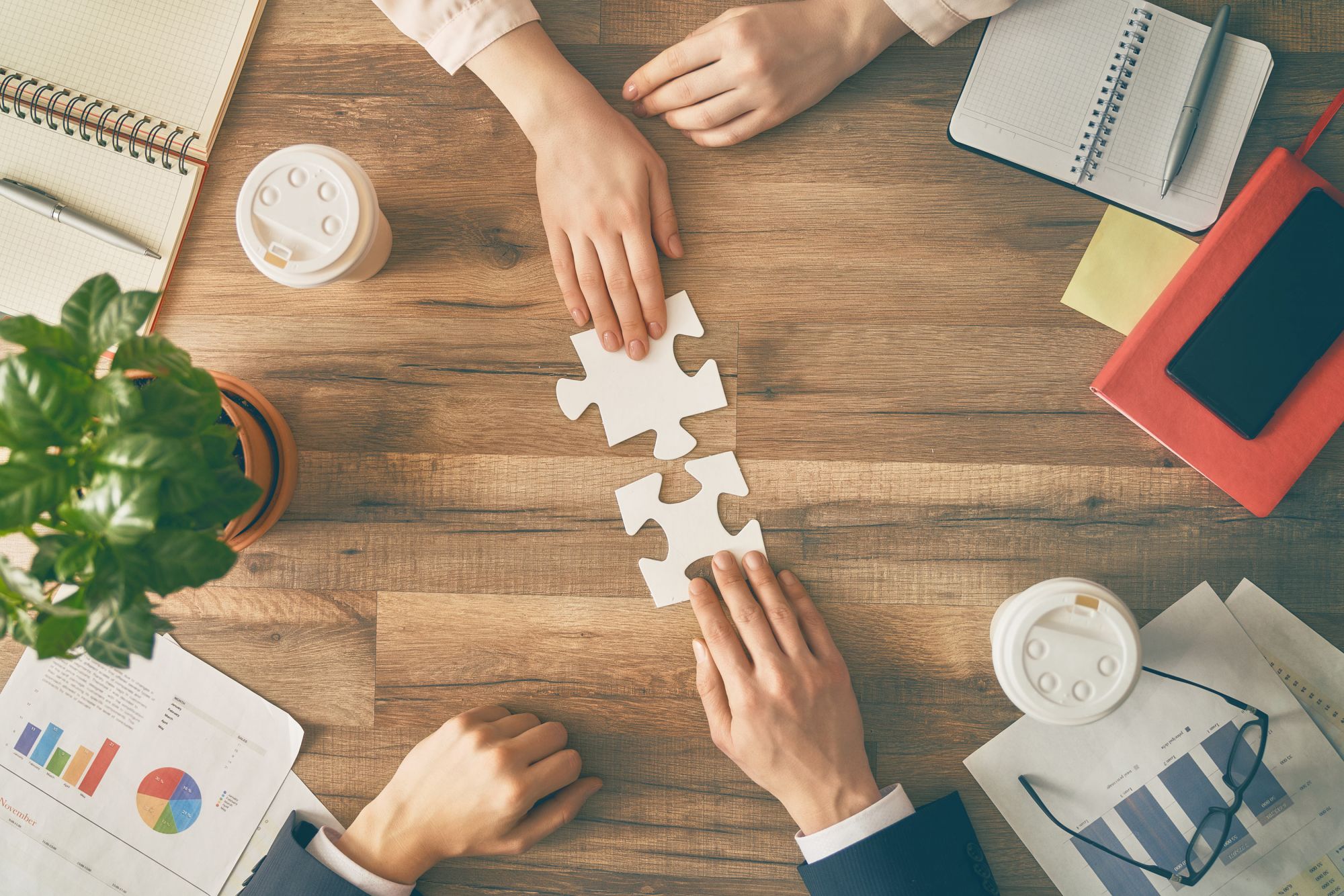Puzzle piece connects relationship between your business and video marketing agency