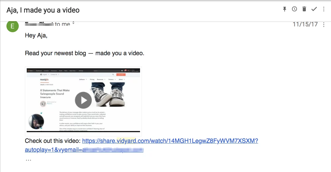 Example of Video Email